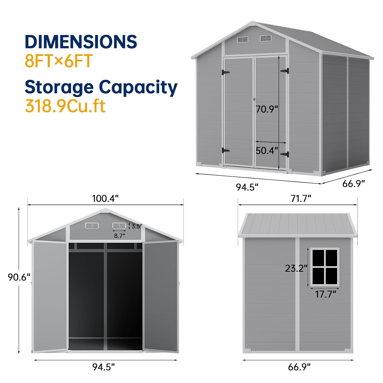 8×6 FT Outdoor Storage Shed wi - Garden Tools 评论和价格
